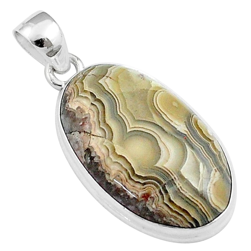 16.65cts natural multi color mexican laguna lace agate 925 silver pendant u21398