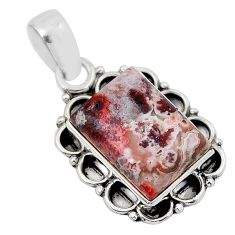 6.27cts natural multi color mexican laguna lace agate 925 silver pendant y44181