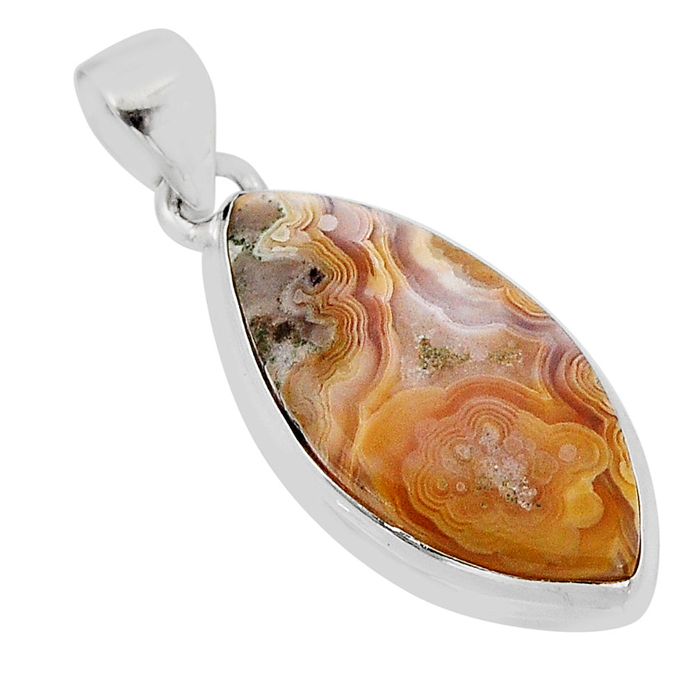 13.15cts natural multi color mexican laguna lace agate 925 silver pendant y71281