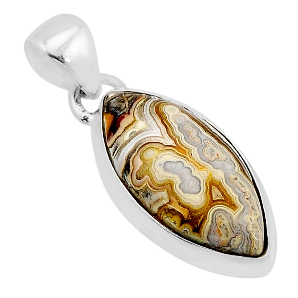 9.74cts natural multi color mexican laguna lace agate 925 silver pendant y71396
