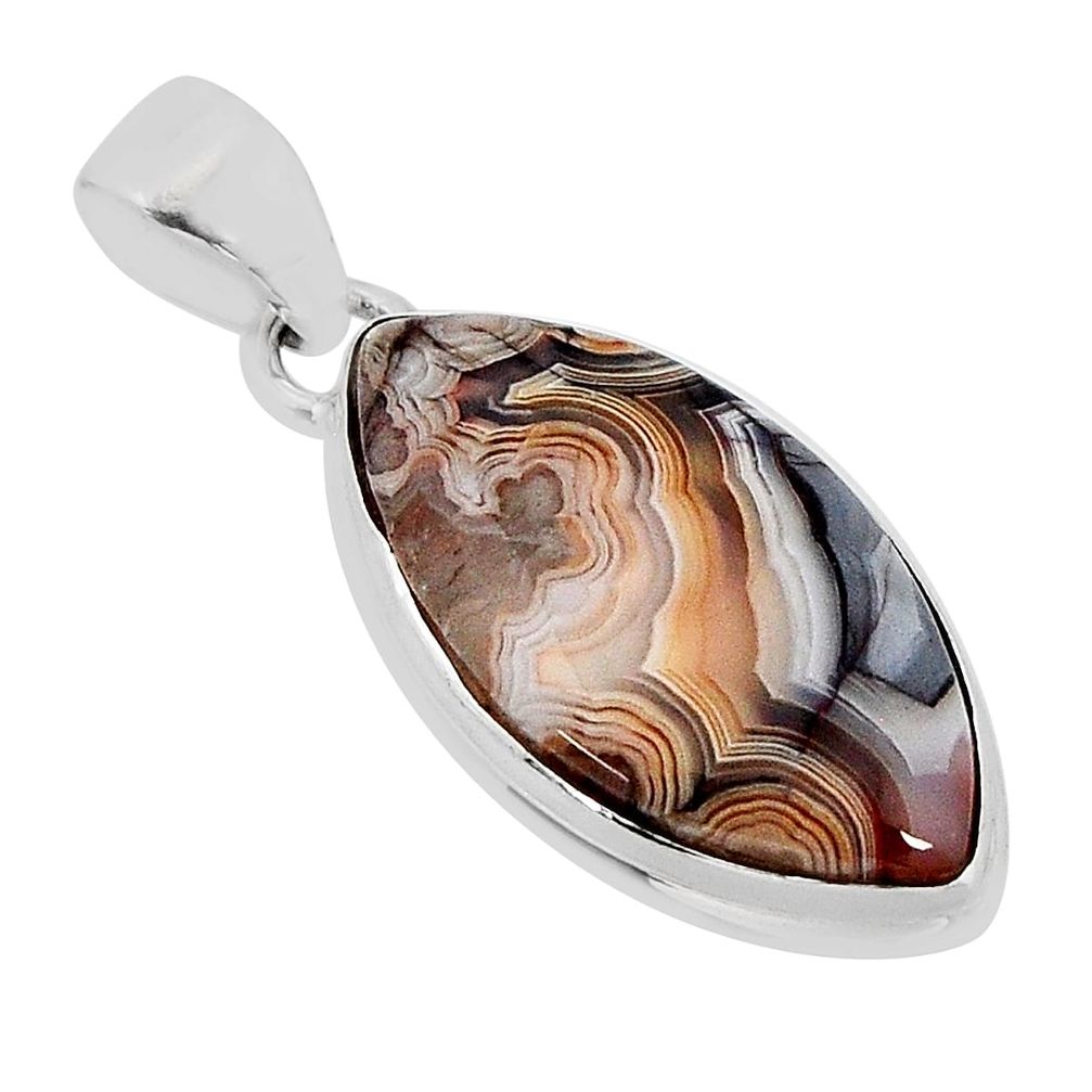 12.65cts natural multi color mexican laguna lace agate 925 silver pendant y71415