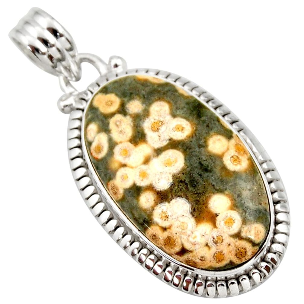  multi color ocean sea jasper (madagascar) silver pendant d42334