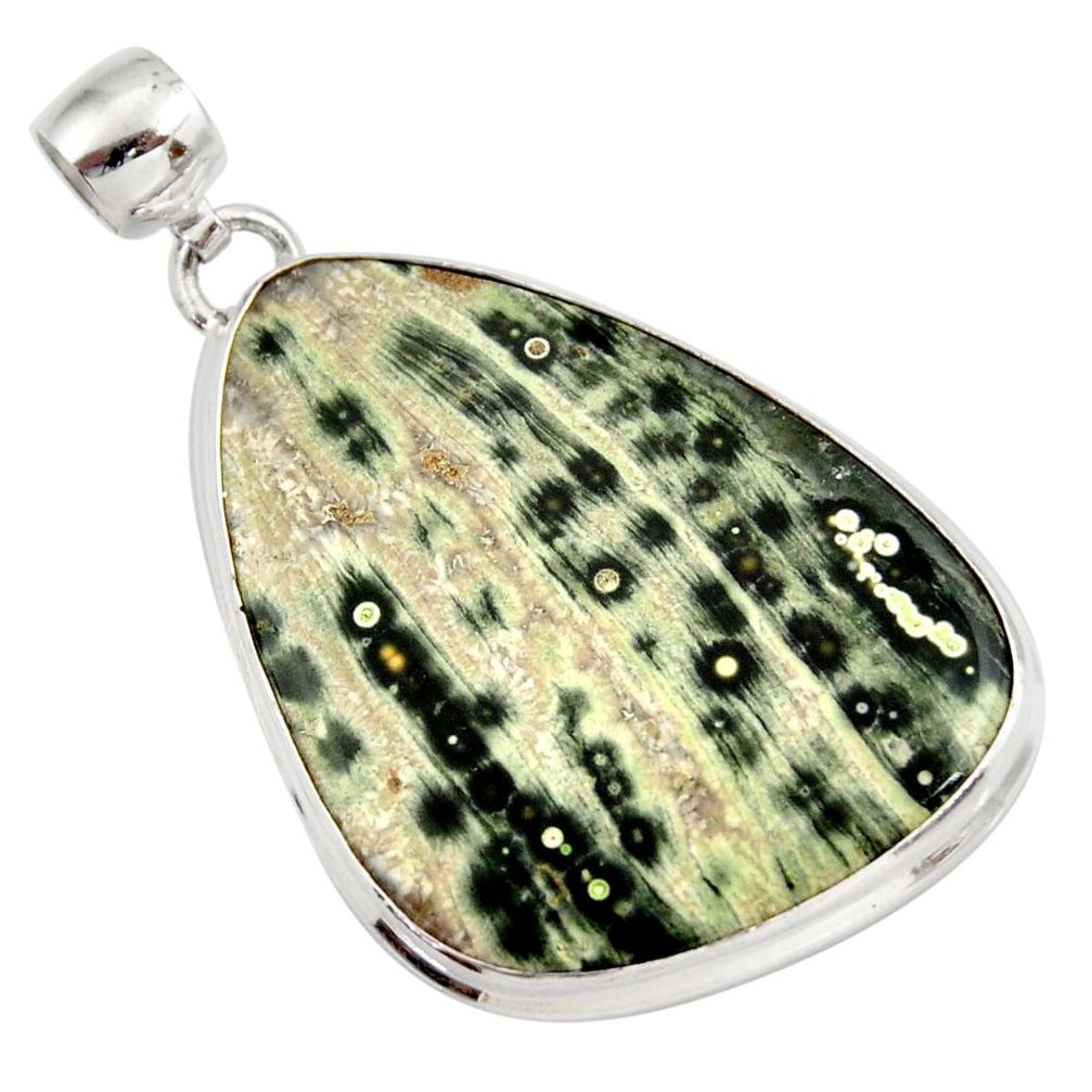 27.64cts natural multi color ocean sea jasper (madagascar) silver pendant d42335