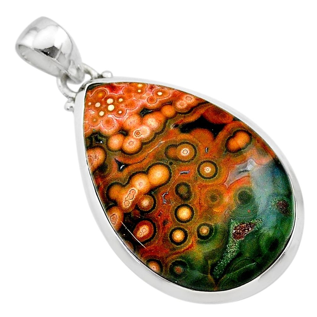 21.68cts natural multi color ocean sea jasper (madagascar) silver pendant t22434