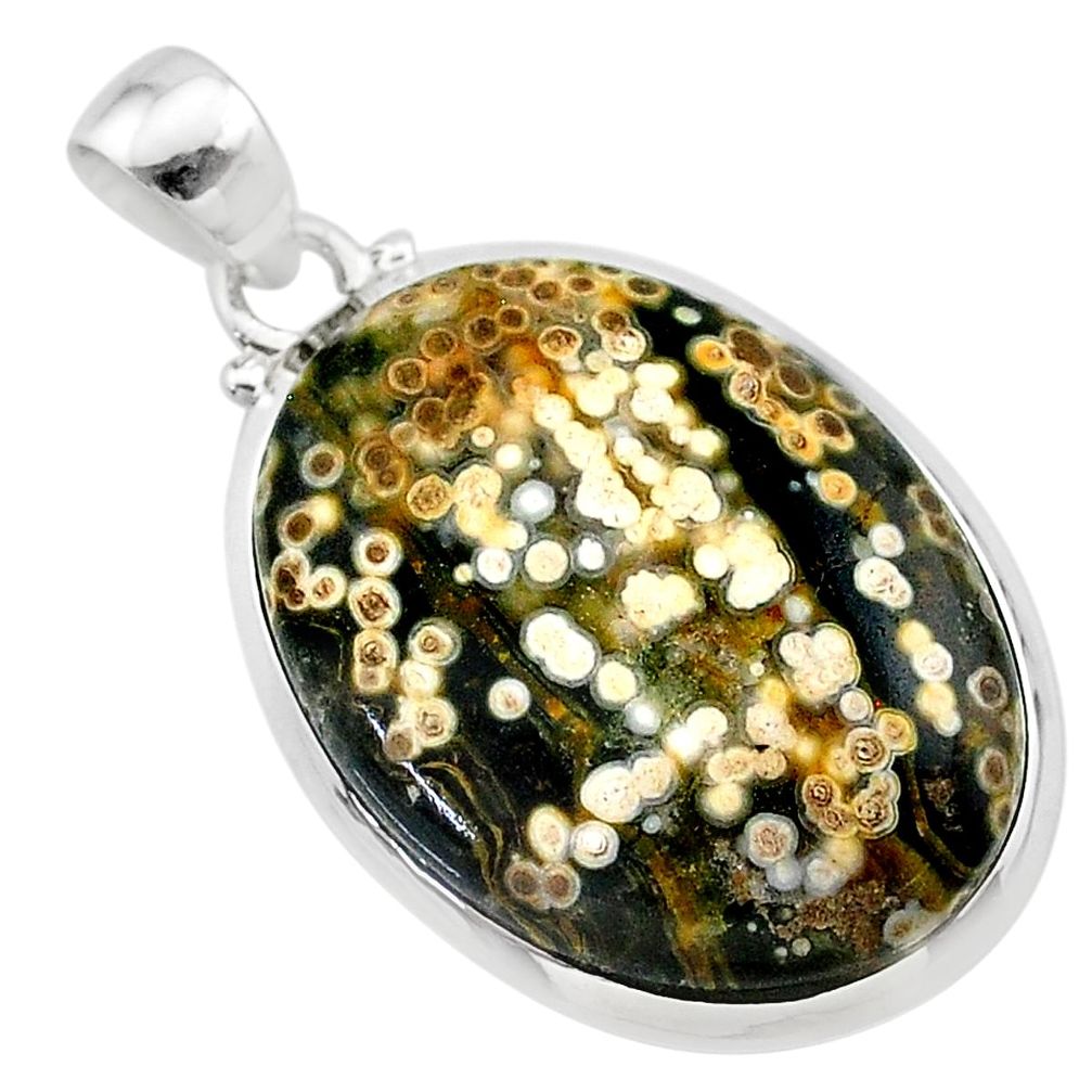 18.85cts natural multi color ocean sea jasper (madagascar) silver pendant t22441