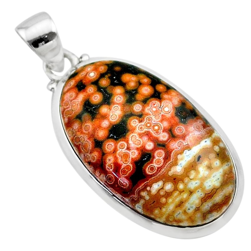 19.47cts natural multi color ocean sea jasper (madagascar) silver pendant t22444