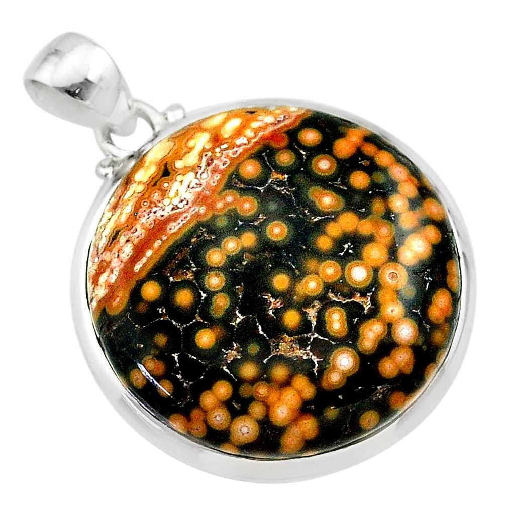 23.95cts natural multi color ocean sea jasper (madagascar) silver pendant t22447