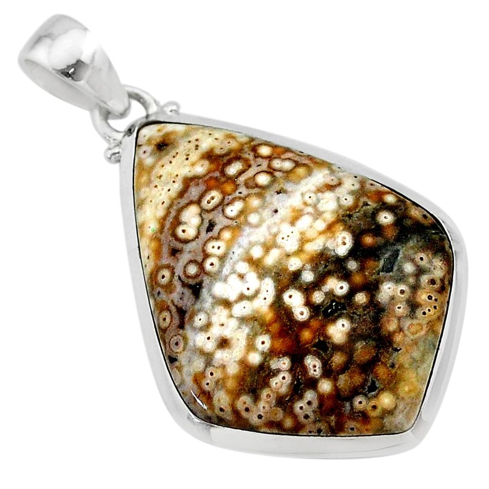 17.78cts natural multi color ocean sea jasper (madagascar) silver pendant t22453