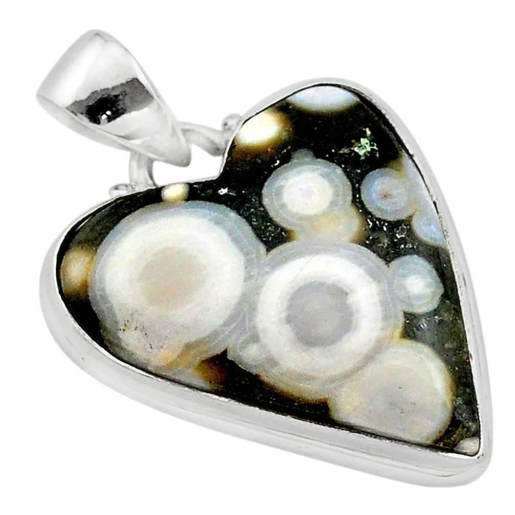 15.67cts heart multi color ocean sea jasper (madagascar) silver pendant t22965