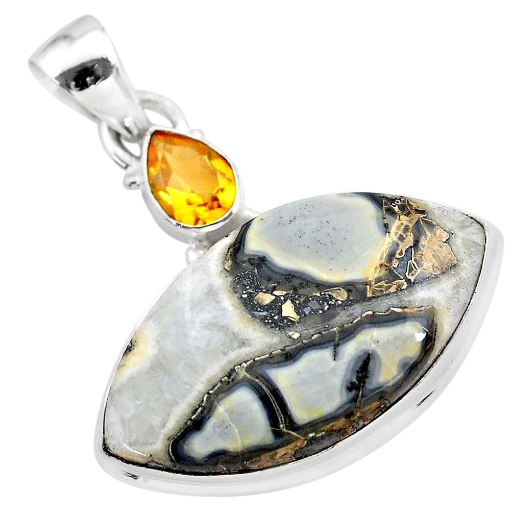 17.55cts natural multi color ocean sea jasper (madagascar) silver pendant t28506