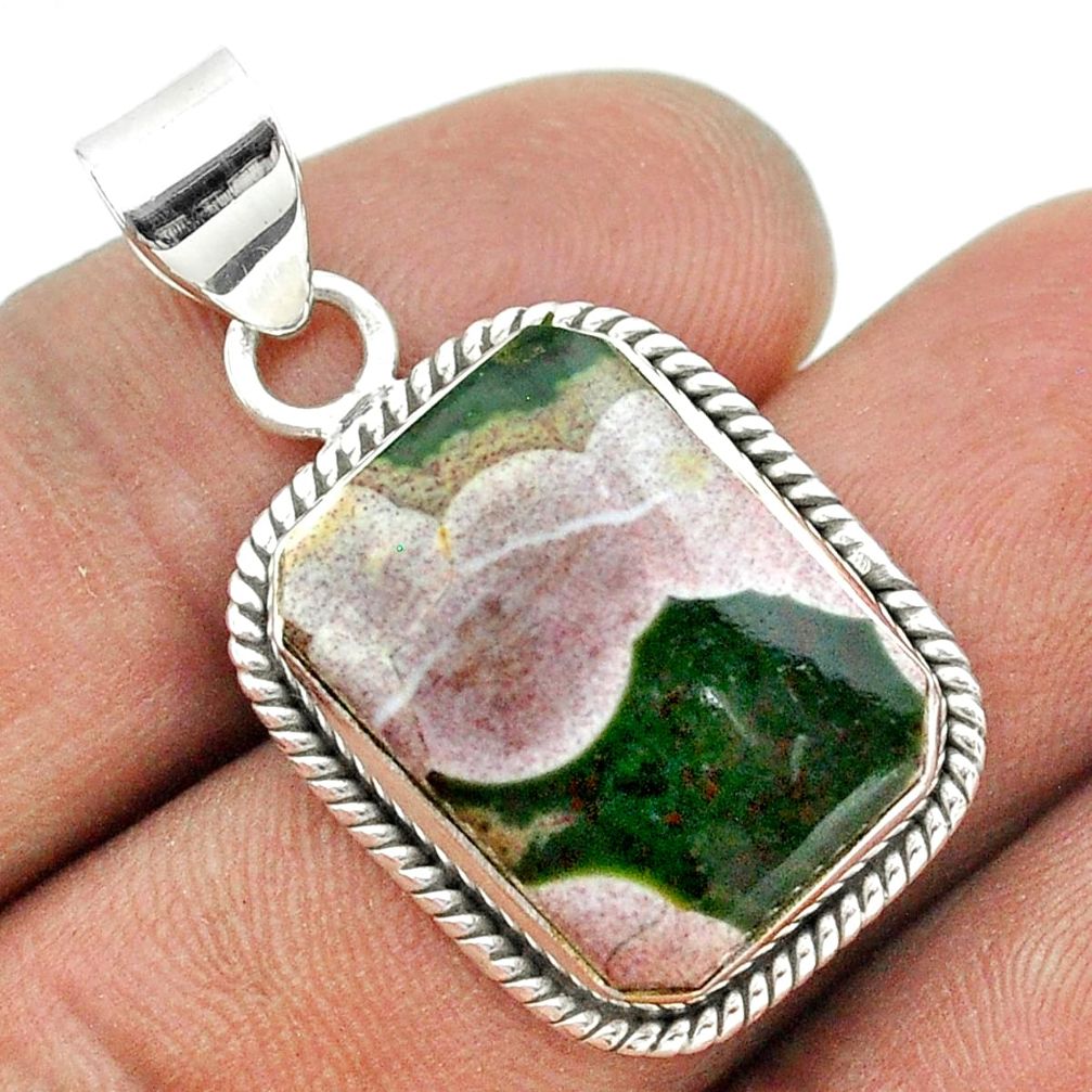 13.27cts natural multi color ocean sea jasper (madagascar) silver pendant t53473