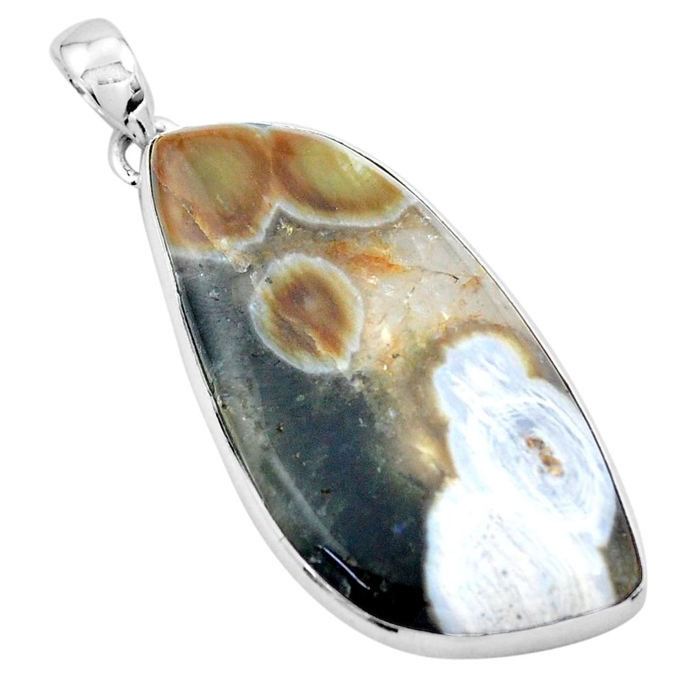 44.25cts natural multi color ocean sea jasper 925 silver pendant p19851