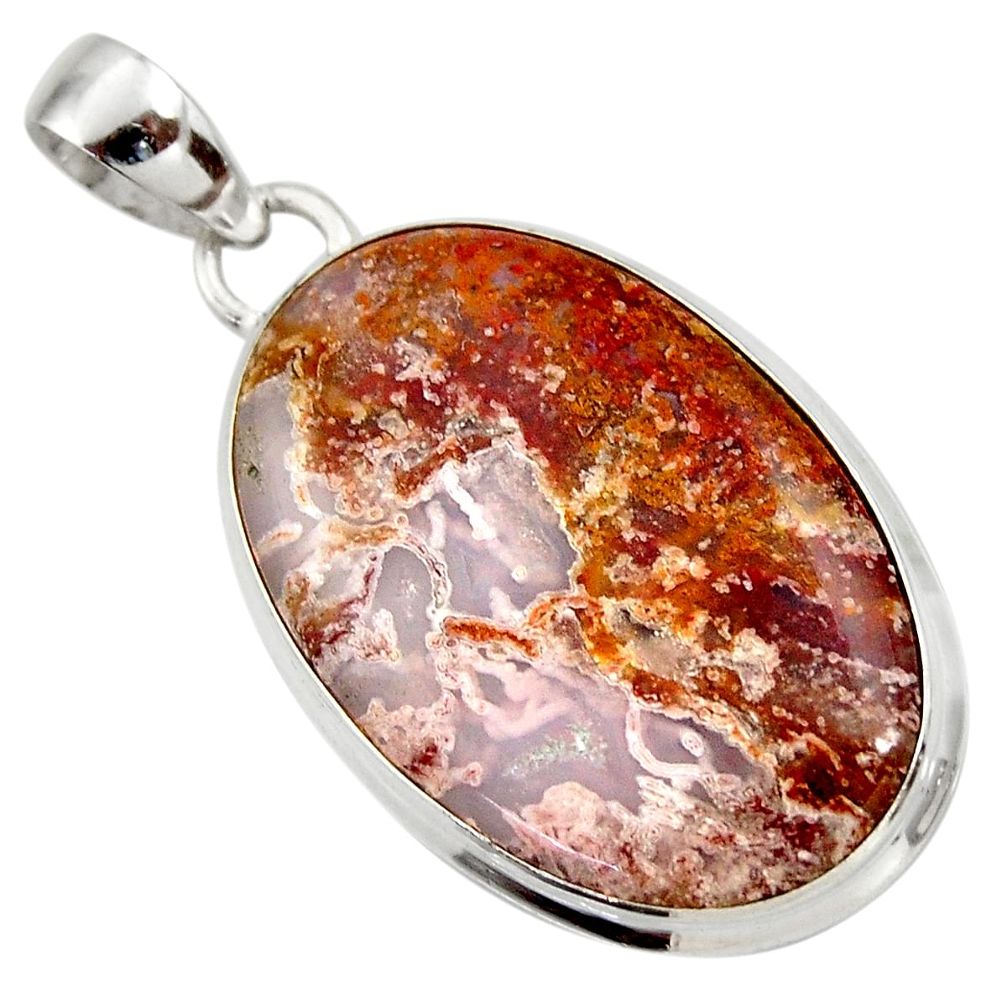 22.05cts natural multi color plume agate 925 sterling silver pendant d42414