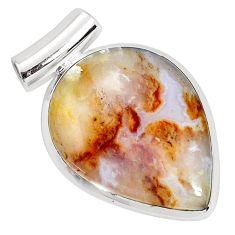 22.59cts natural multi color plume agate 925 sterling silver pendant p34109