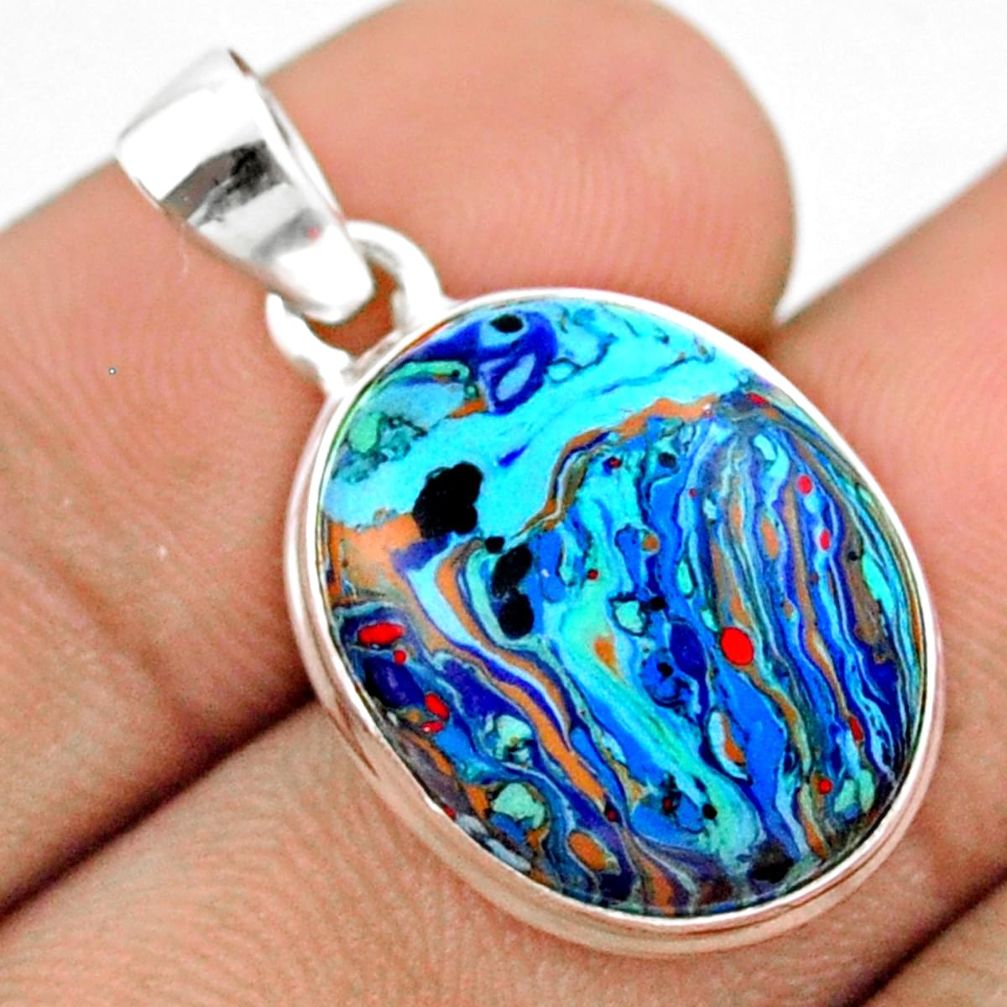 10.70cts natural multi color rainbow calsilica 925 silver pendant jewelry u18147