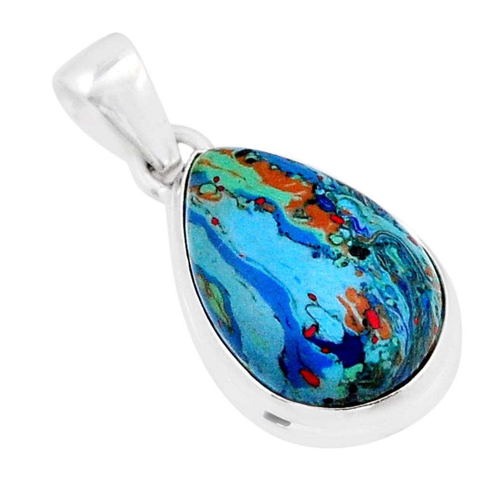 8.45cts natural multi color rainbow calsilica 925 sterling silver pendant y61022