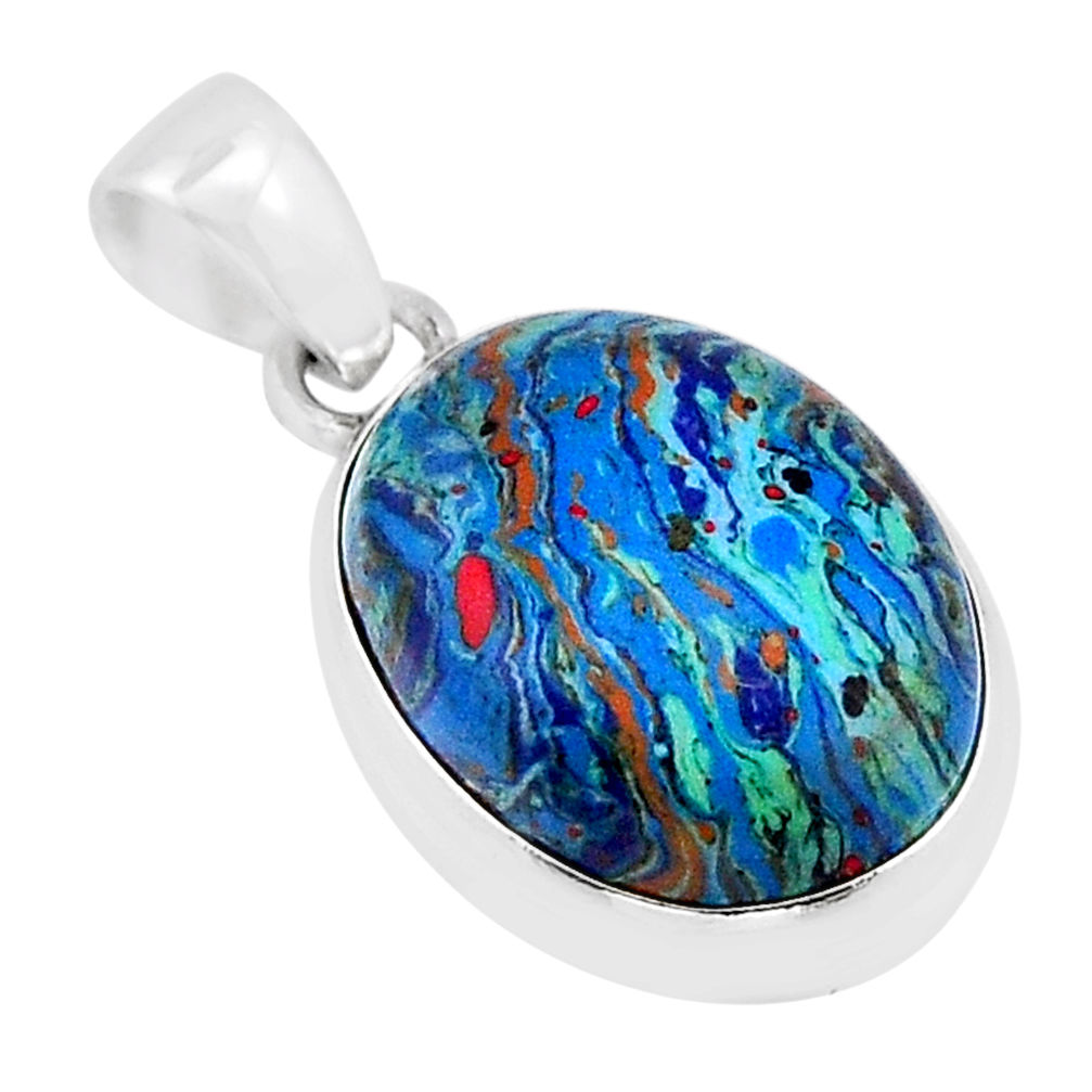 8.76cts natural multi color rainbow calsilica 925 sterling silver pendant y61026