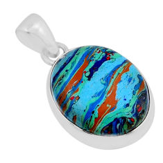 10.30cts natural multi color rainbow calsilica oval 925 silver pendant y61031