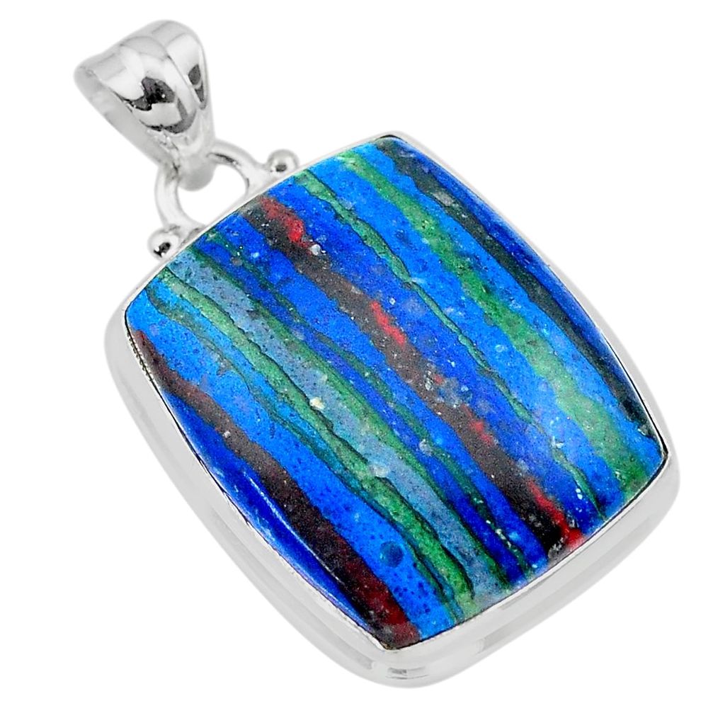 19.23cts natural multi color rainbow calsilica sterling silver pendant t26466