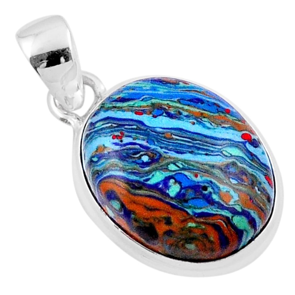 10.62cts natural multi color rainbow calsilica sterling silver pendant u18069