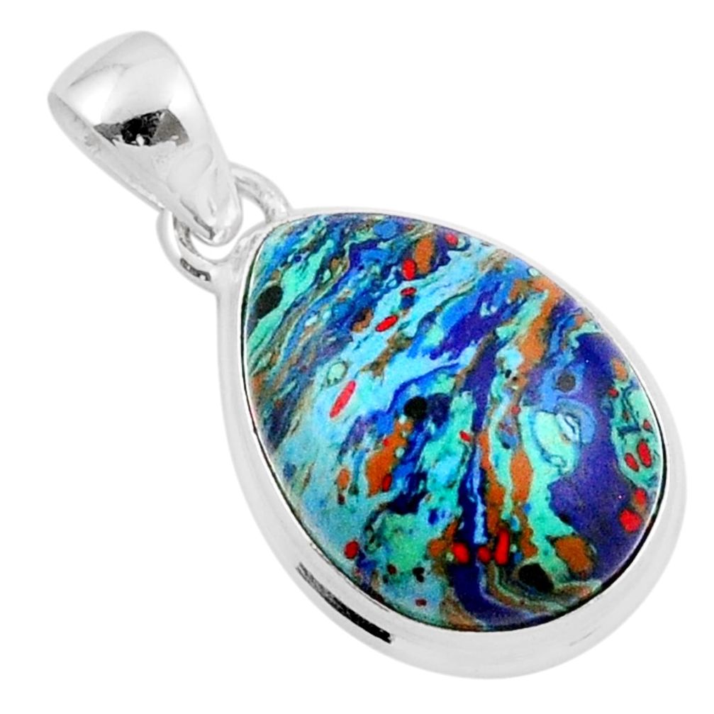 10.08cts natural multi color rainbow calsilica sterling silver pendant u18081