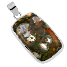 18.28cts natural multi color rainforest rhyolite jasper silver pendant n32065