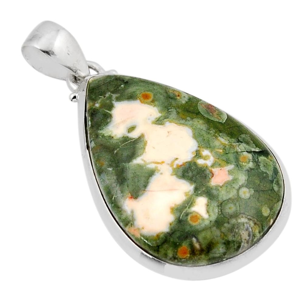 21.48cts natural multi color rainforest rhyolite jasper silver pendant y46224