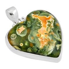 29.32cts natural multi color rainforest rhyolite jasper silver pendant y46225