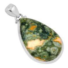 24.84cts natural multi color rainforest rhyolite jasper silver pendant y46226