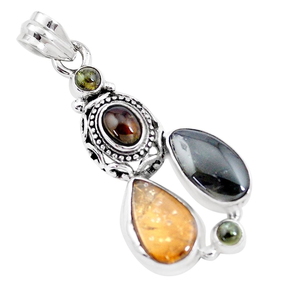  multi color tourmaline 925 sterling silver pendant p16325