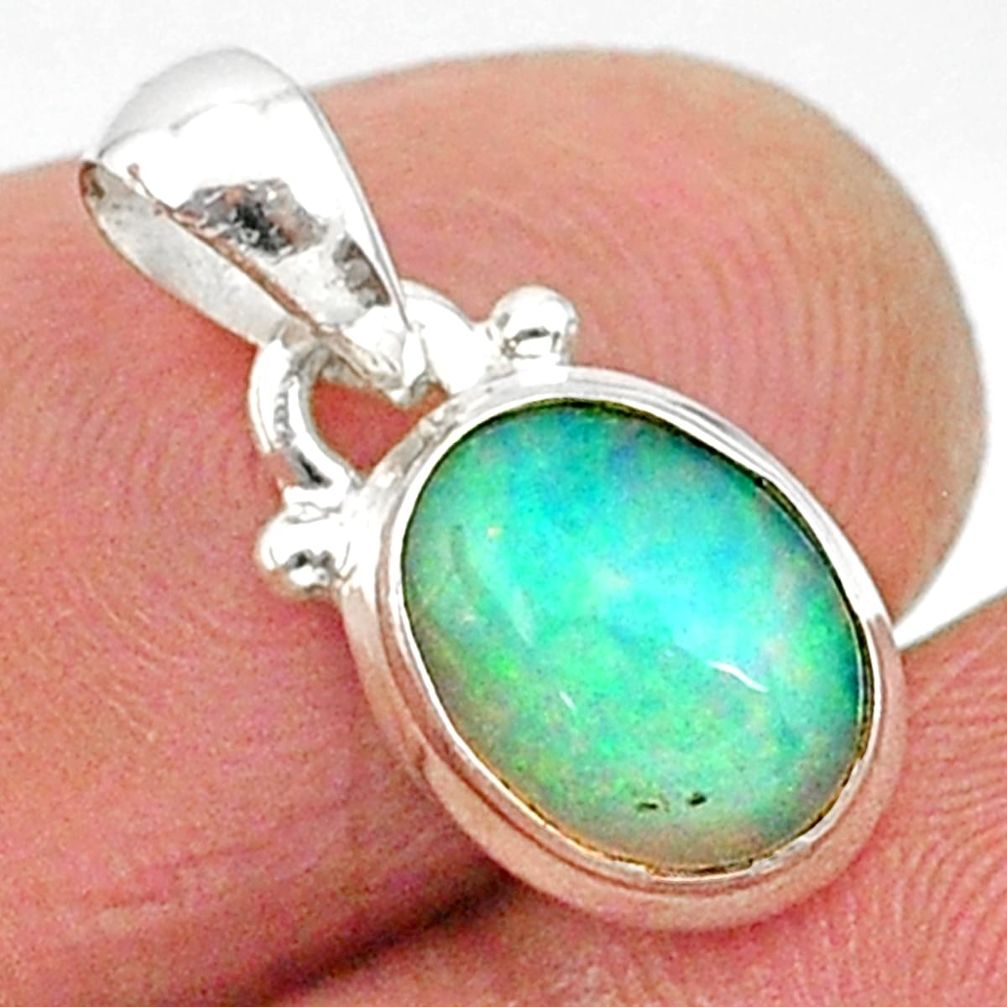 2.90cts natural multicolor ethiopian opal 925 sterling silver pendant r89041