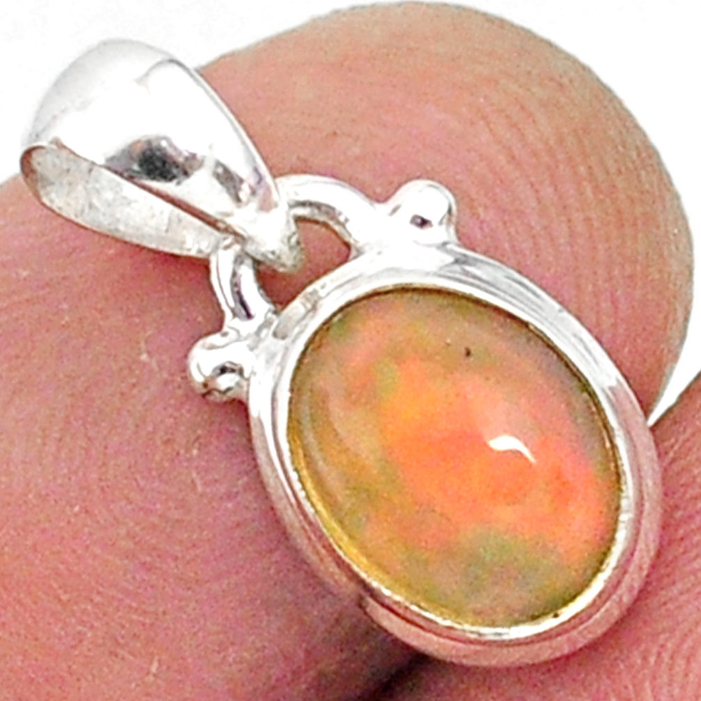2.48cts natural multicolor ethiopian opal 925 sterling silver pendant r89058