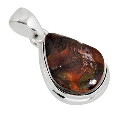 10.01cts natural multicolor mexican fire agate 925 silver pendant y79735