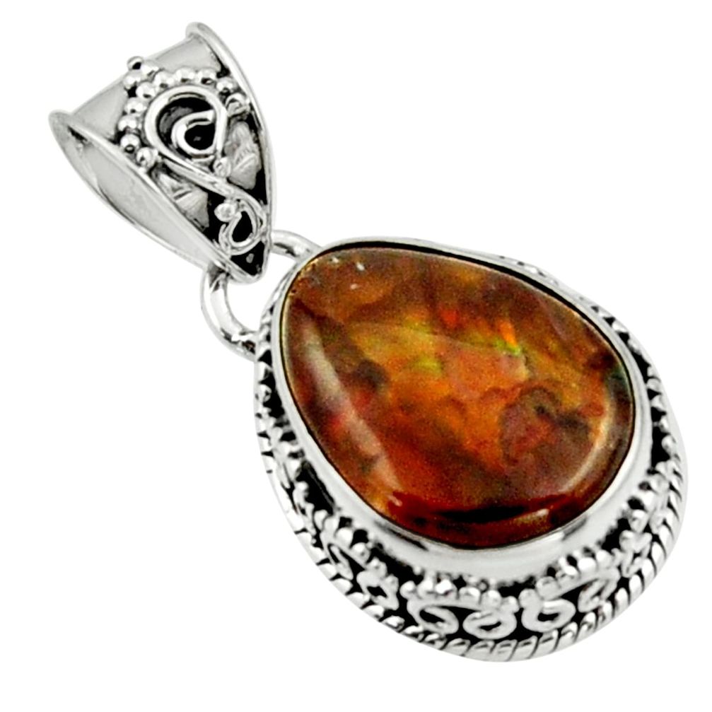 7.36cts natural multicolor mexican fire agate 925 sterling silver pendant r44458