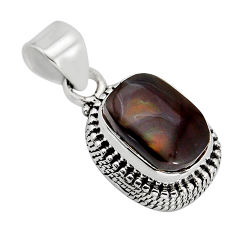 4.53cts natural multicolor mexican fire agate 925 sterling silver pendant y79728