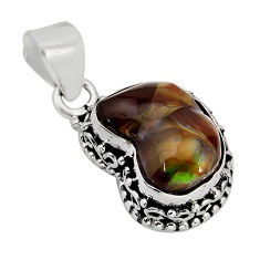 6.28cts natural multicolor mexican fire agate 925 sterling silver pendant y79729