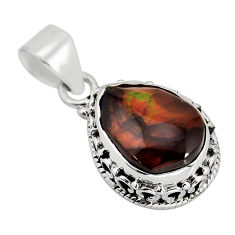 6.28cts natural multicolor mexican fire agate 925 sterling silver pendant y79730