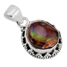 5.38cts natural multicolor mexican fire agate 925 sterling silver pendant y79731