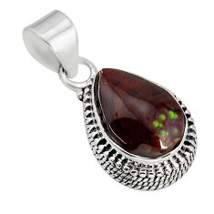 4.93cts natural multicolor mexican fire agate 925 sterling silver pendant y79732