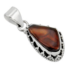 4.87cts natural multicolor mexican fire agate 925 sterling silver pendant y79737