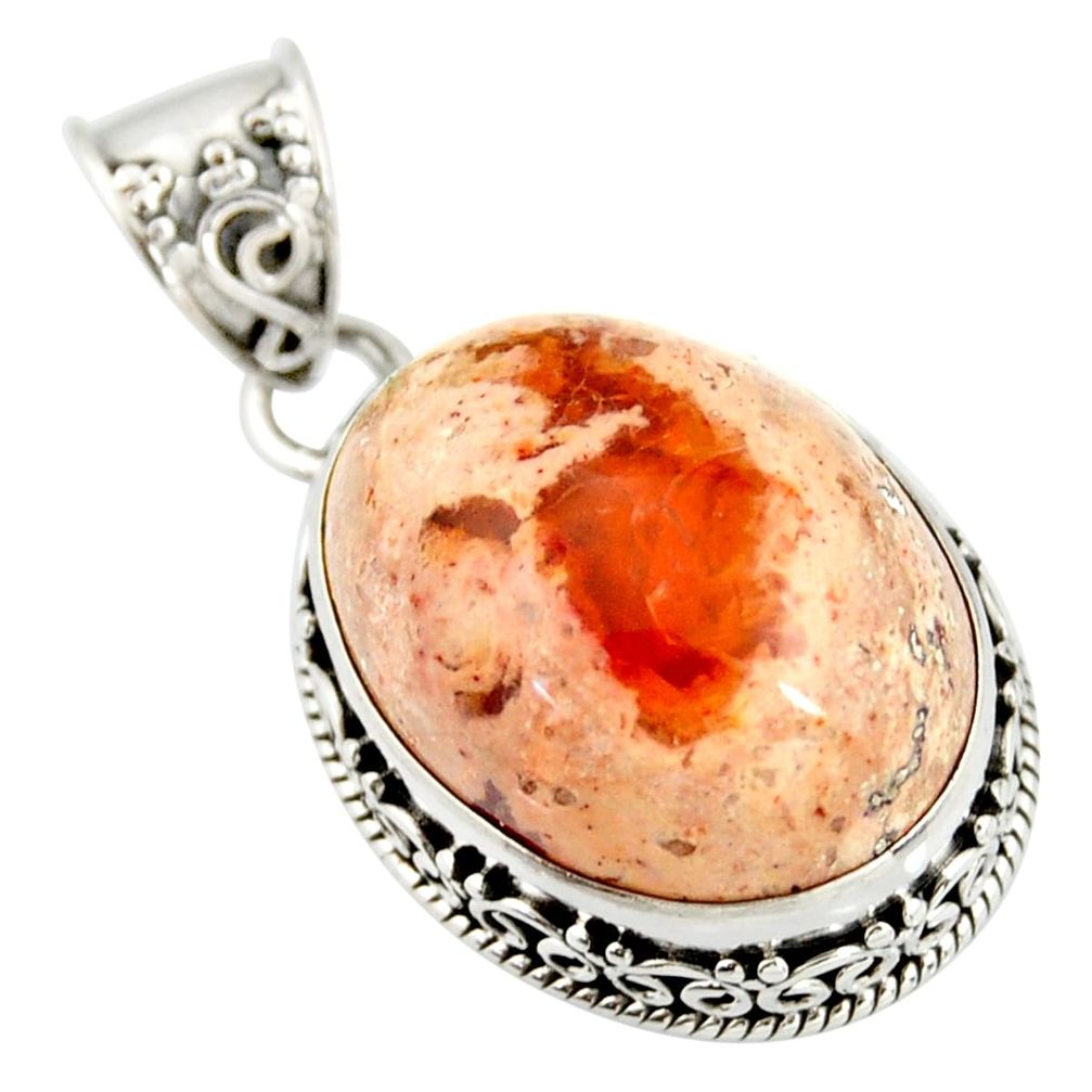 17.81cts natural multicolor mexican fire opal 925 sterling silver pendant r20855