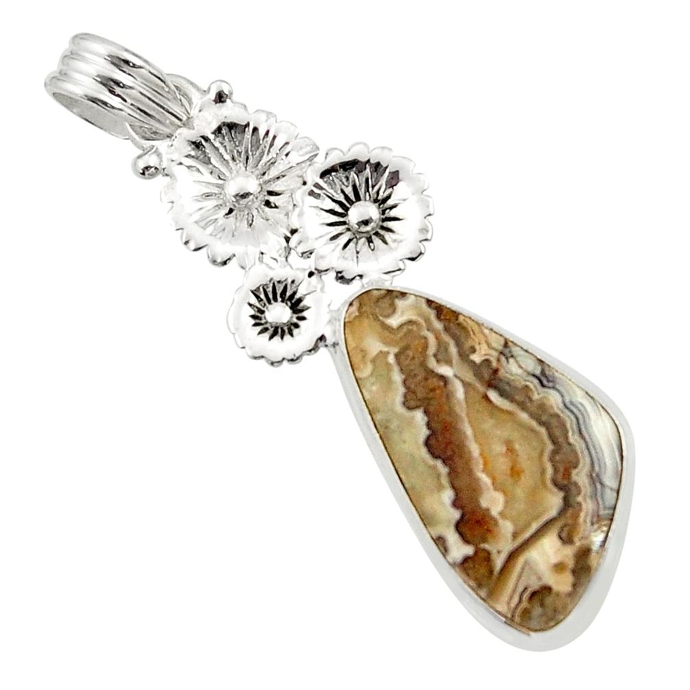  multicolor mexican laguna lace agate 925 silver pendant d45142