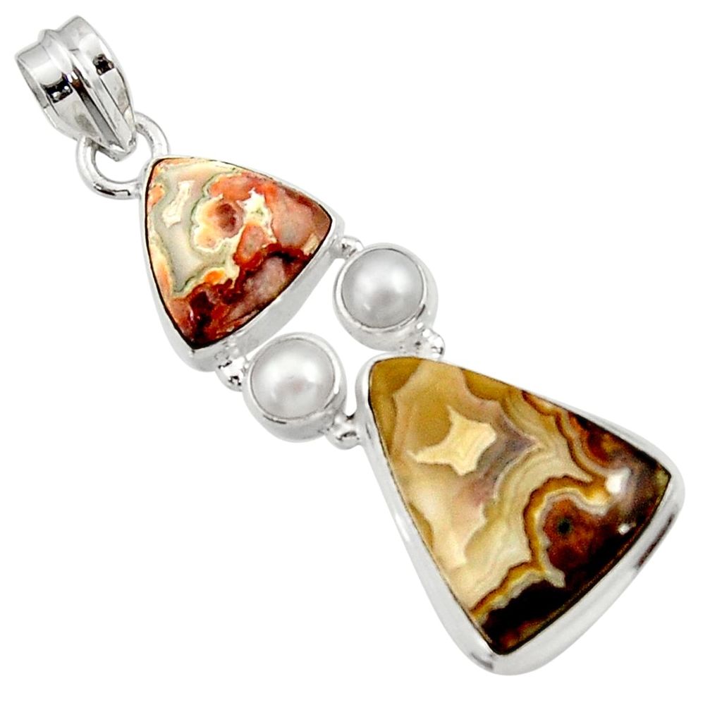  multicolor mexican laguna lace agate 925 silver pendant d45165