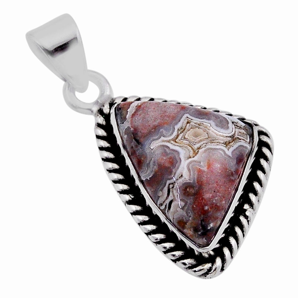 8.44cts natural multicolor mexican laguna lace agate 925 silver pendant n40094