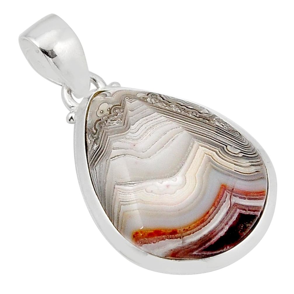 16.85cts natural multicolor mexican laguna lace agate 925 silver pendant y46203