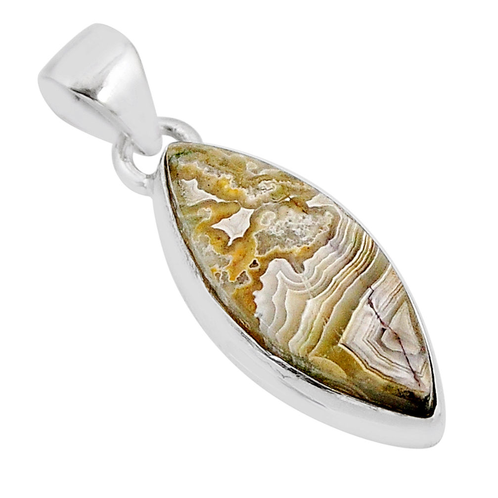 9.36cts natural multicolor mexican laguna lace agate 925 silver pendant y71434