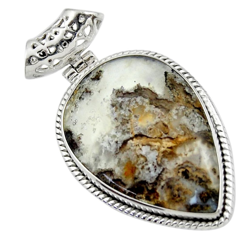 26.62cts natural multicolor plume agate 925 sterling silver pendant r44629