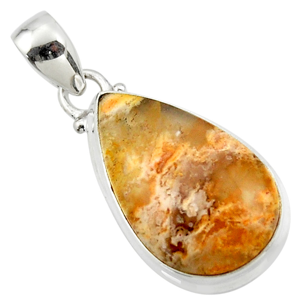 13.05cts natural multicolor plume agate 925 sterling silver pendant r46495