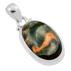 6.14cts natural multicolor rainforest rhyolite jasper 925 silver pendant n38630