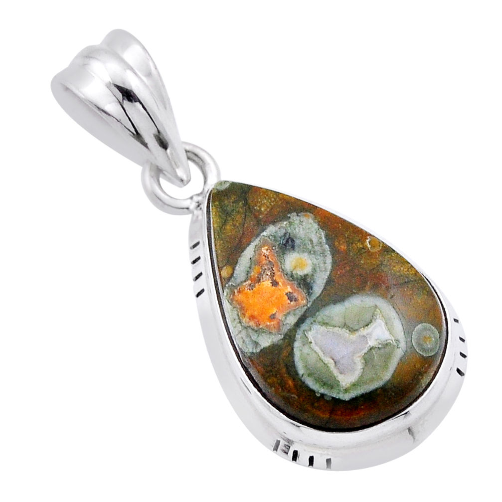 10.76cts natural multicolor rainforest rhyolite jasper 925 silver pendant n45250